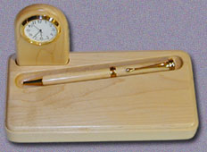 Maple Pen Holder With Clock